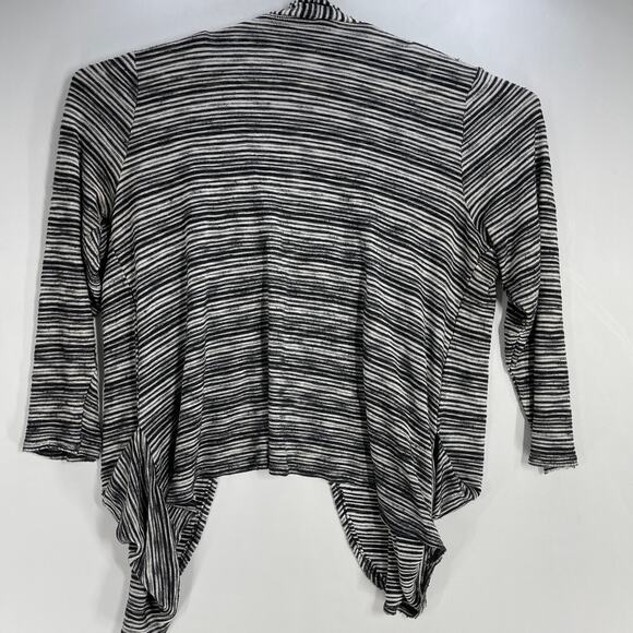 Torrid Womens Cardigan Plus 2X Black White Striped Open Front Drapey Minimalist - Picture 4 of 6